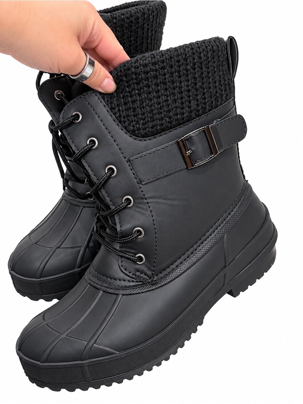 Torrid Black Lace-Up Duck Boots Size 9